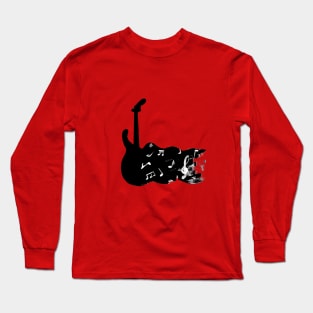 black and white guitar Long Sleeve T-Shirt